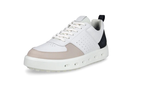 Ecco Golf Street Mens Golf Shoes - White/Black/Gravel