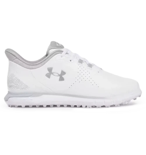 Under Armour Men's UA Drive Fade Spikeless Men's Golf Shoes - White/Metalic Silver
