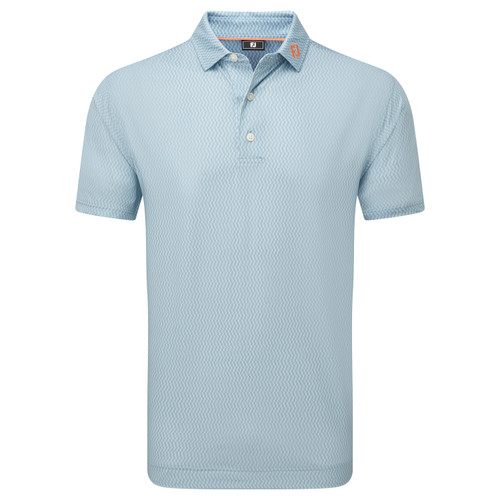 FootJoy Wiggle Lisle Print Polo Shirt - Blue Jay / Pistachio / White FootJoy Wiggle Lisle Print Polo Shirt - Blue Jay / Pistachio / White