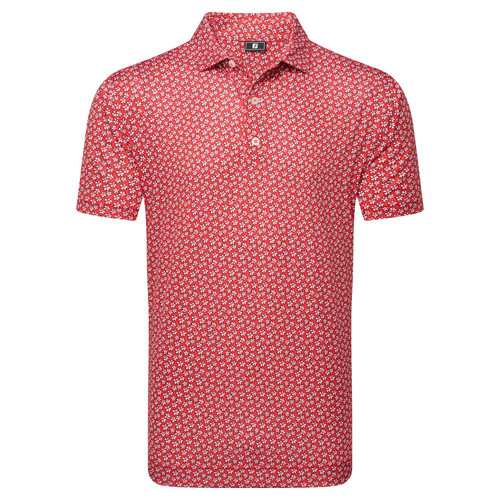FootJoy Floral Sketch Lisle Polo Shirt - White/Hibiscus FootJoy Floral Sketch Lisle Polo Shirt - White/Hibiscus