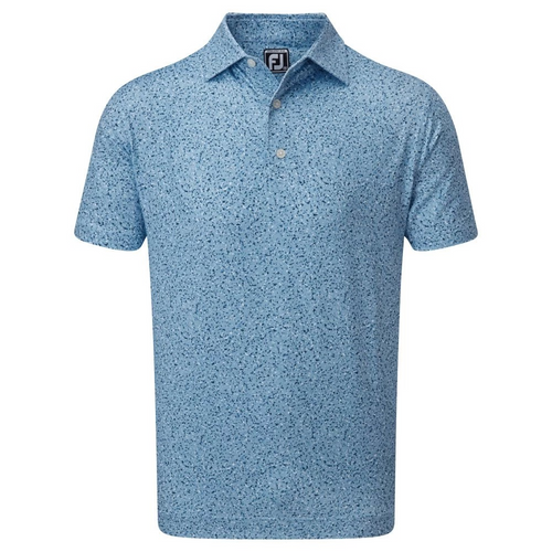 Footjoy Granite Print Lisle Golf Shirt - Dusk Blue