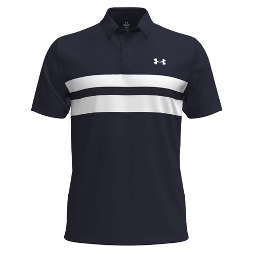 Under Armour Playoff  Stripe Golf Polo - Midnight Navy / White