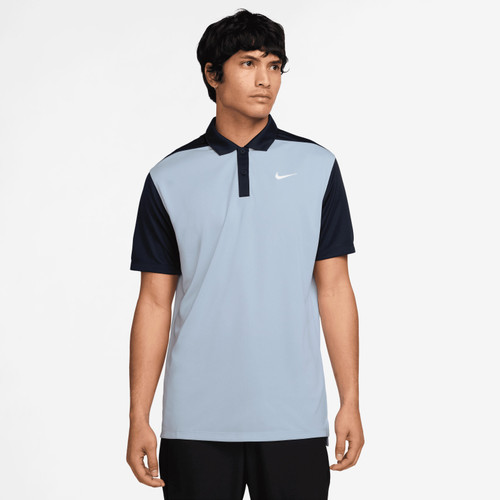 Nike Dri Fit Victory+ Blocked Golf Polo Shirt - Lt Armory Blue/Obsidian/White