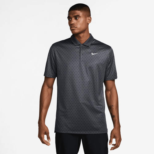 Nike Dri Fit Victory+ Print Mens Golf Polo Shirt - Anthracite/White