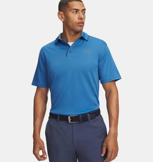 Under Armour Men's UA Tech™ Golf Polo Shirt - Aegean Blue/Graphite