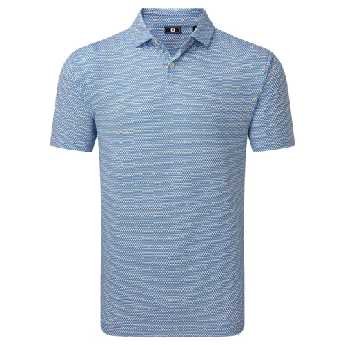 Footjoy Order Geo Lisle Polo Shirt - White/Riviera