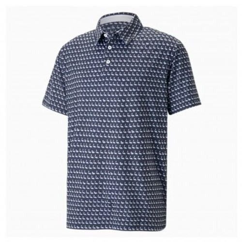 Puma Mattr Flamingo Tile Polo Shirts - Navy Blazer/ Bright White Puma Mattr Flamingo Tile Polo Shirts - Navy Blazer/ Bright White