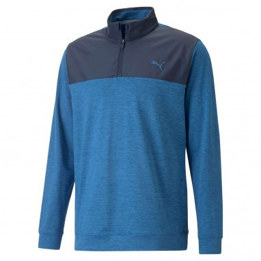Puma Cloudspun Colorblock 1/4 Zip Sweaters - Navy Blazer/Lake Blue