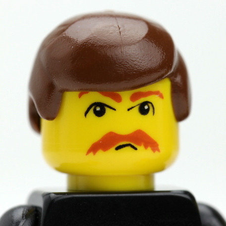Male Head -  brown hair - ginger mustache 