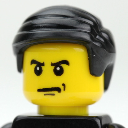 Male Head -  black hair - intense command presence