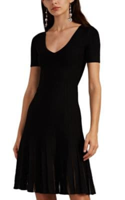 Tulle-Inset Pleated Fit & Flare Minidress