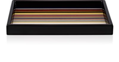 Striped Wooden Rectangular Tray