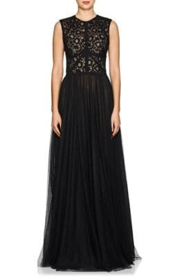 Floral Lace & Mesh Gown