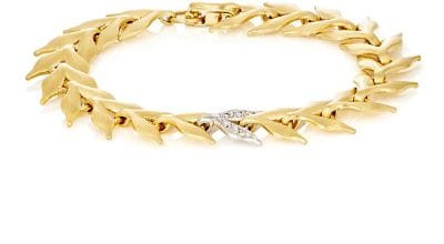 White Diamond & Yellow Gold Wheat-Link Bracelet
