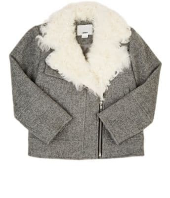Kids' Shearling-Trimmed Wool-Blend Moto Jacket
