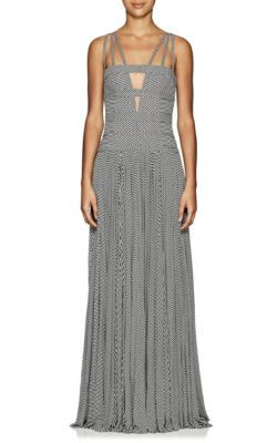 Striped Jersey & Tulle Maxi Dress