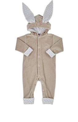 Infants' Bunny Ears Cotton-Blend Velour Playsuit
