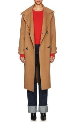 Brushed Wool-Alpaca Double-Breasted Coat