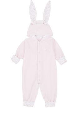 Infants' Bunny-Ear Cotton-Blend Velour Playsuit