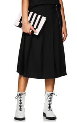 Wool Pleated A-Line Skirt