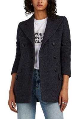 Herringbone-Print Wool-Blend Peacoat