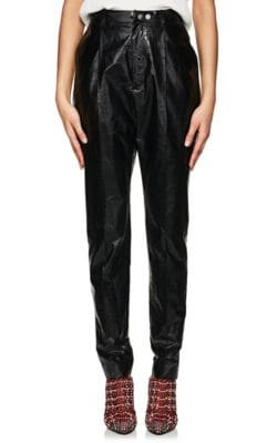 Crinkled Coated Cotton Trousers