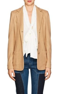 Cashmere-Silk Fitted Three-Button Blazer