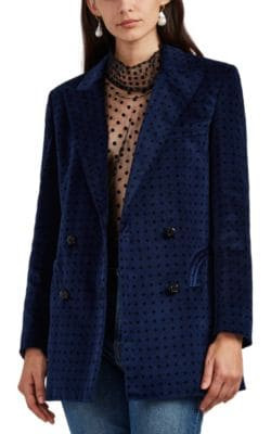Everyday Polka Dot Velvet Double-Breasted Blazer