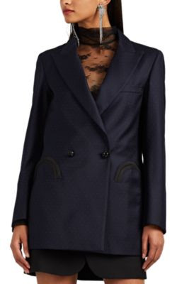 Everyday Dot-Print Wool Double-Breasted Blazer