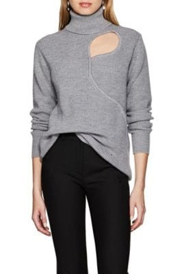 Cutout Rib-Knit Wool-Blend Turtleneck Sweater