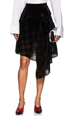 Houndstooth-Flocked Chiffon Skirt