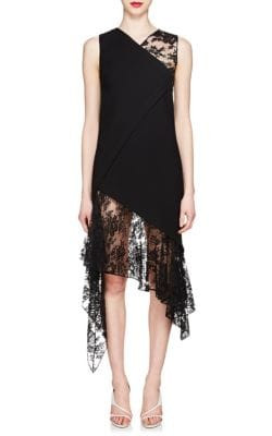 Mixed-Media Wool Midi-Dress