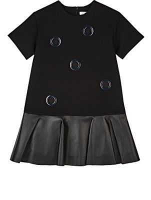 Grommet-Embellished Ponte & Leather Dress