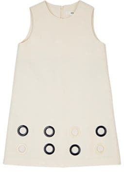 Grommet-Embellished Woven Cotton Dress