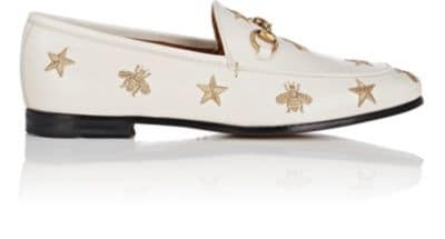 Embroidered Leather Loafers