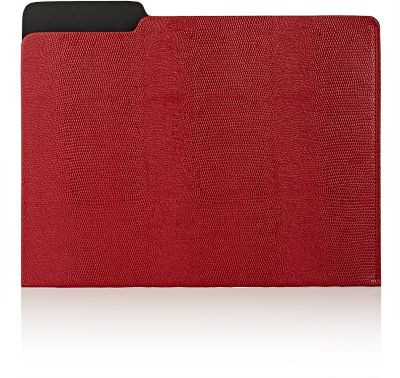 Lizard-Embossed Leather File Folder 1