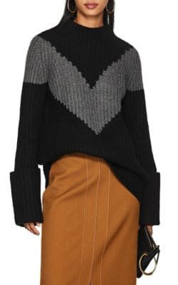 Chevron-Striped Cashmere Sweater