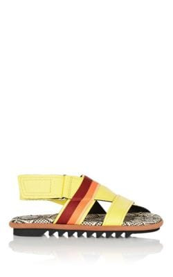 Stamped-Leather Slingback Sandals