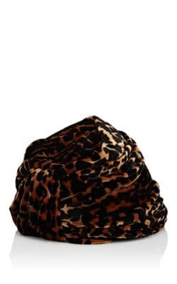 Gloria Leopard-Pattern Velvet Turban Hat
