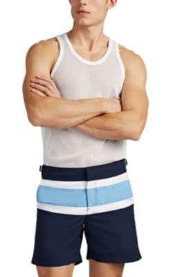 Bulldog Block-Striped Swim Trunks