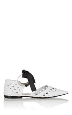 Woven Leather Ankle-Tie Flats