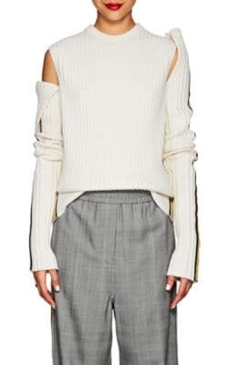 Rib-Knit Wool-Blend Varsity Sleeves