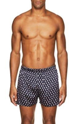 Paisley-Feather-Print Silk Boxers
