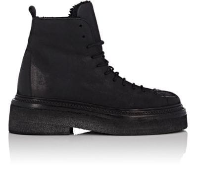 Shearling-Lined Leather Hiking Boots