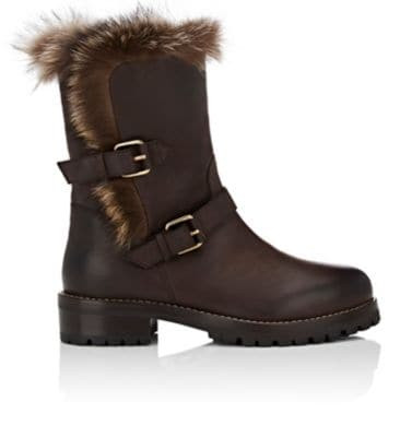 Fur-Lined Leather Moto Boots
