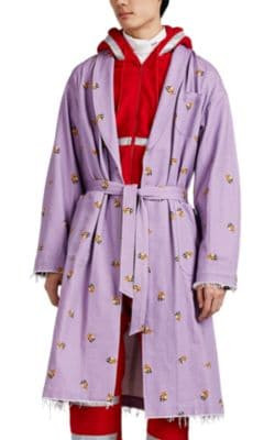 Astronaut-Print Cotton Twill Robe Coat