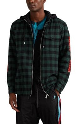 Plaid Flannel Hooded Shirt Jacket
