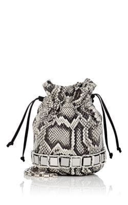 Lucile Python-Stamped Leather Mini Bucket Bag