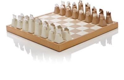 Leather & Chrome Chess Set