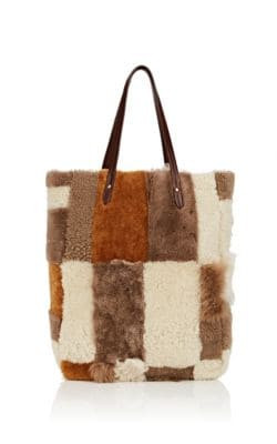 Shearling Patchwork Tote Bag